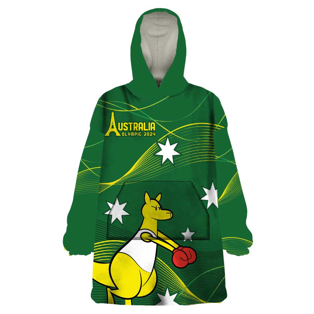 Personalised Australia Go Paris 2024 Wearable Blanket Hoodie National Color Ver1