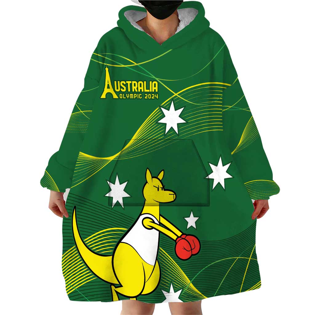 Personalised Australia Go Paris 2024 Wearable Blanket Hoodie National Color Ver1