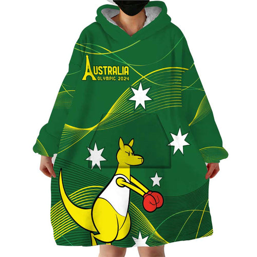 Personalised Australia Go Paris 2024 Wearable Blanket Hoodie National Color Ver1