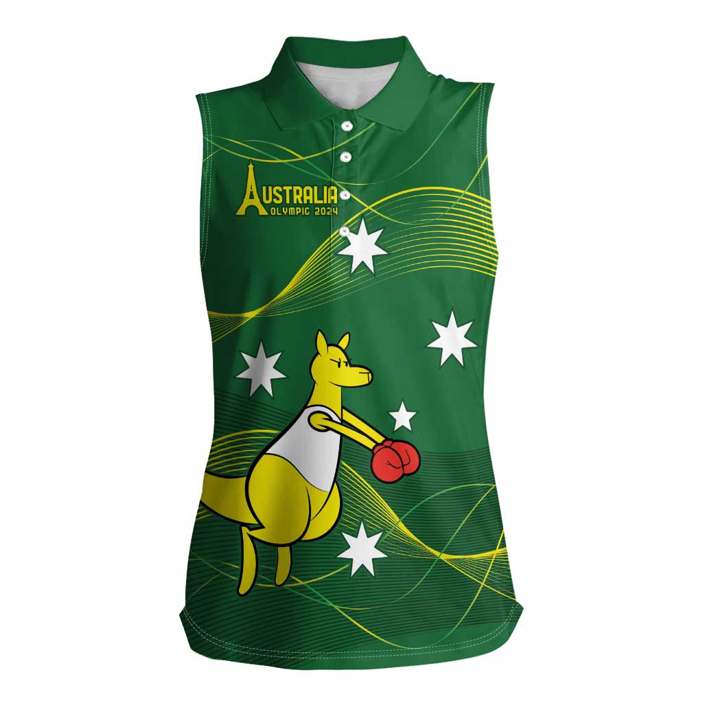 Personalised Australia Go Paris 2024 Women Sleeveless Polo Shirt National Color Ver1
