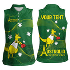 Personalised Australia Go Paris 2024 Women Sleeveless Polo Shirt National Color Ver1