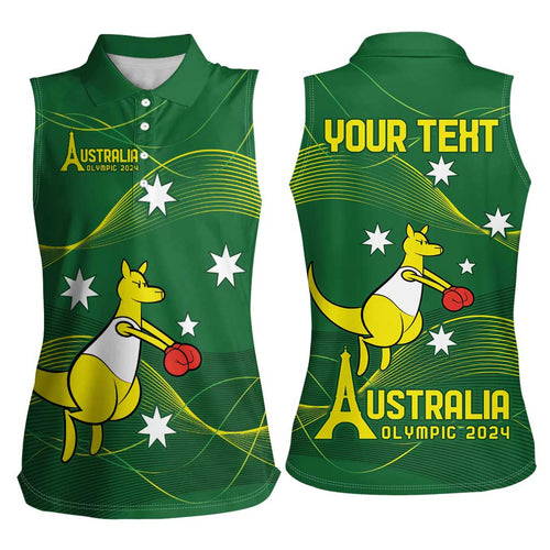 Personalised Australia Go Paris 2024 Women Sleeveless Polo Shirt National Color Ver1