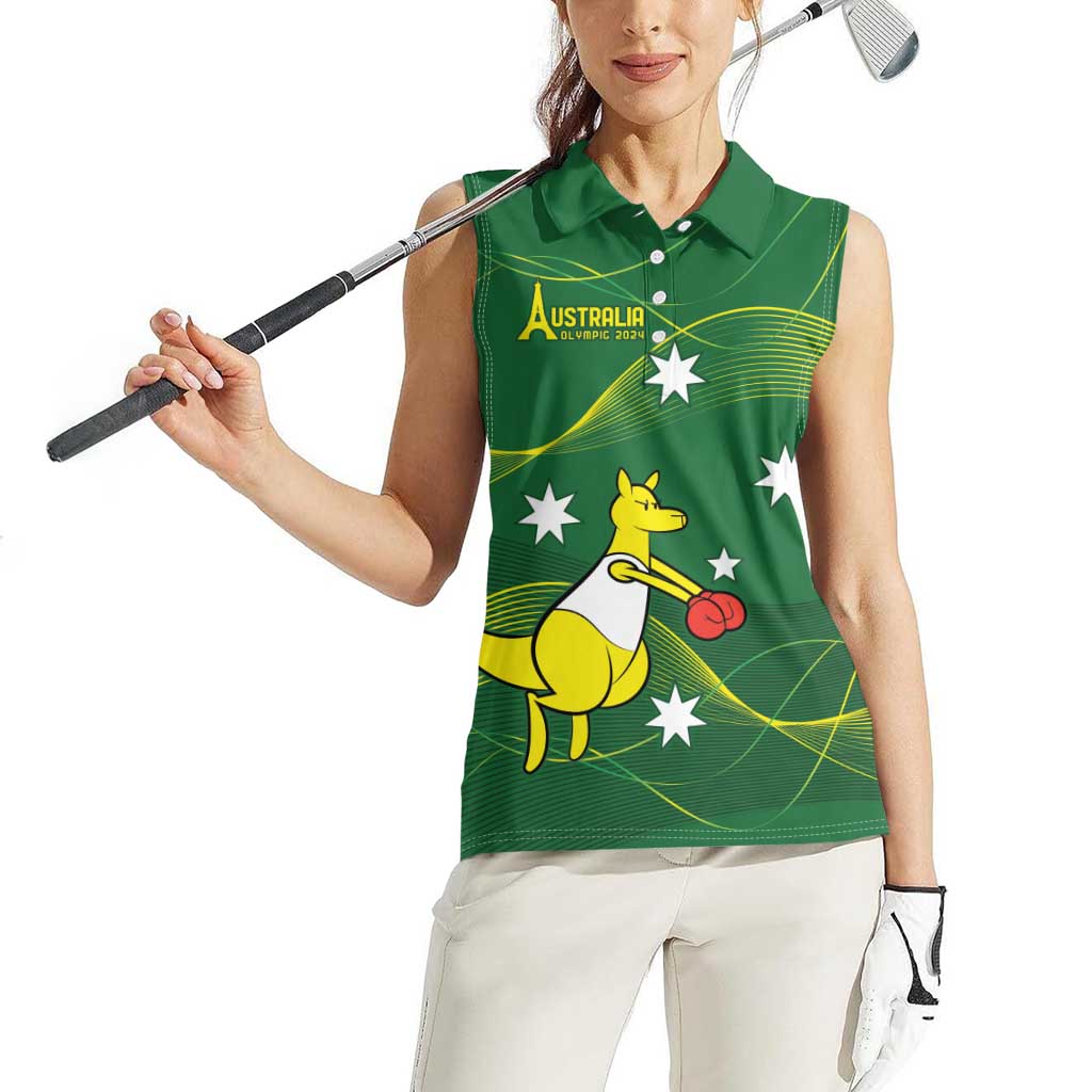 Personalised Australia Go Paris 2024 Women Sleeveless Polo Shirt National Color Ver1