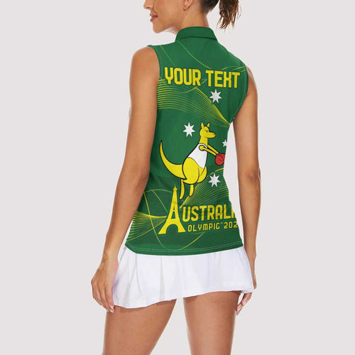 Personalised Australia Go Paris 2024 Women Sleeveless Polo Shirt National Color Ver1
