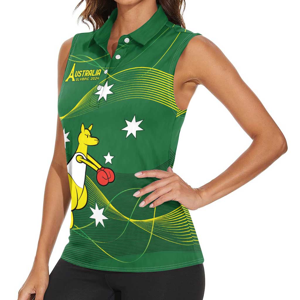 Personalised Australia Go Paris 2024 Women Sleeveless Polo Shirt National Color Ver1