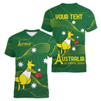 Personalised Australia Go Paris 2024 Women V-Neck T-Shirt National Color Ver1