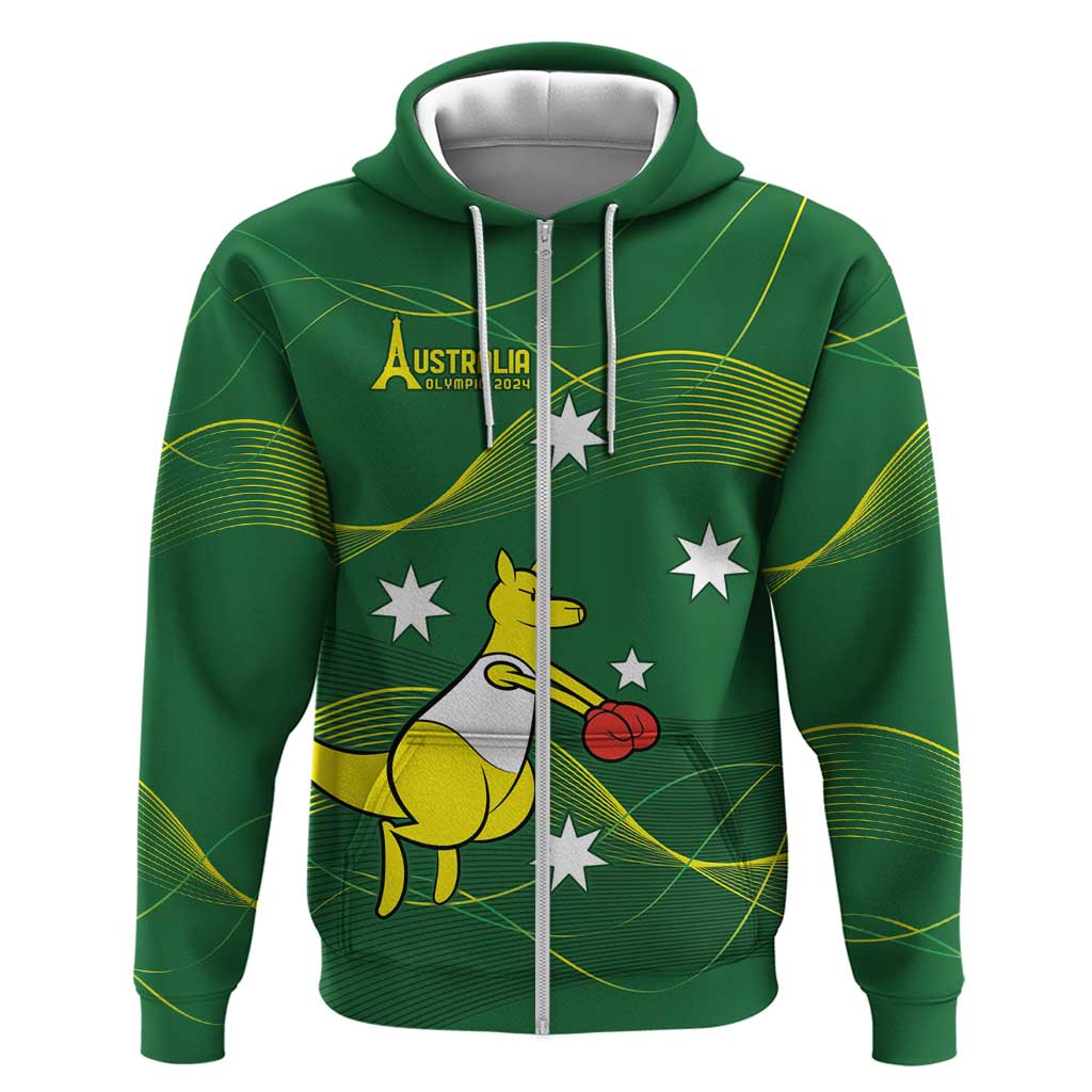 Personalised Australia Go Paris 2024 Zip Hoodie National Color Ver1