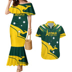 Personalised Australia Go Paris 2024 Couples Matching Mermaid Dress and Hawaiian Shirt National Color Ver2