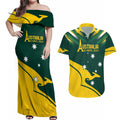 Personalised Australia Go Paris 2024 Couples Matching Off Shoulder Maxi Dress and Hawaiian Shirt National Color Ver2