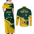Personalised Australia Go Paris 2024 Couples Matching Off Shoulder Maxi Dress and Long Sleeve Button Shirt National Color Ver2
