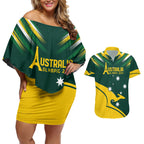 Personalised Australia Go Paris 2024 Couples Matching Off Shoulder Short Dress and Hawaiian Shirt National Color Ver2