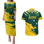 Personalised Australia Go Paris 2024 Couples Matching Puletasi and Hawaiian Shirt National Color Ver2