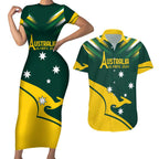 Personalised Australia Go Paris 2024 Couples Matching Short Sleeve Bodycon Dress and Hawaiian Shirt National Color Ver2