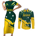 Personalised Australia Go Paris 2024 Couples Matching Short Sleeve Bodycon Dress and Long Sleeve Button Shirt National Color Ver2