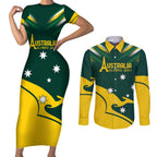 Personalised Australia Go Paris 2024 Couples Matching Short Sleeve Bodycon Dress and Long Sleeve Button Shirt National Color Ver2