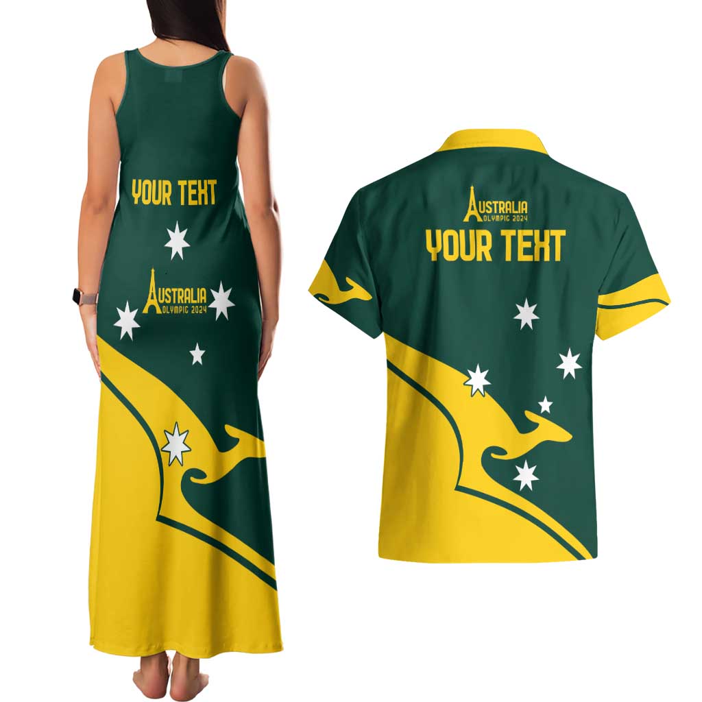 Personalised Australia Go Paris 2024 Couples Matching Tank Maxi Dress and Hawaiian Shirt National Color Ver2