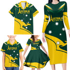 Personalised Australia Go Paris 2024 Family Matching Long Sleeve Bodycon Dress and Hawaiian Shirt National Color Ver2