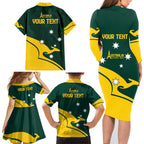 Personalised Australia Go Paris 2024 Family Matching Long Sleeve Bodycon Dress and Hawaiian Shirt National Color Ver2