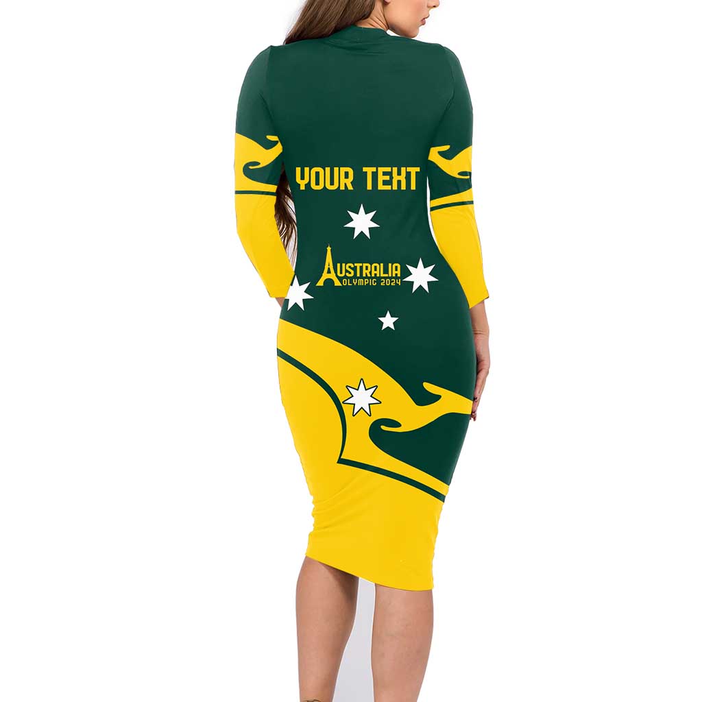 Personalised Australia Go Paris 2024 Family Matching Long Sleeve Bodycon Dress and Hawaiian Shirt National Color Ver2