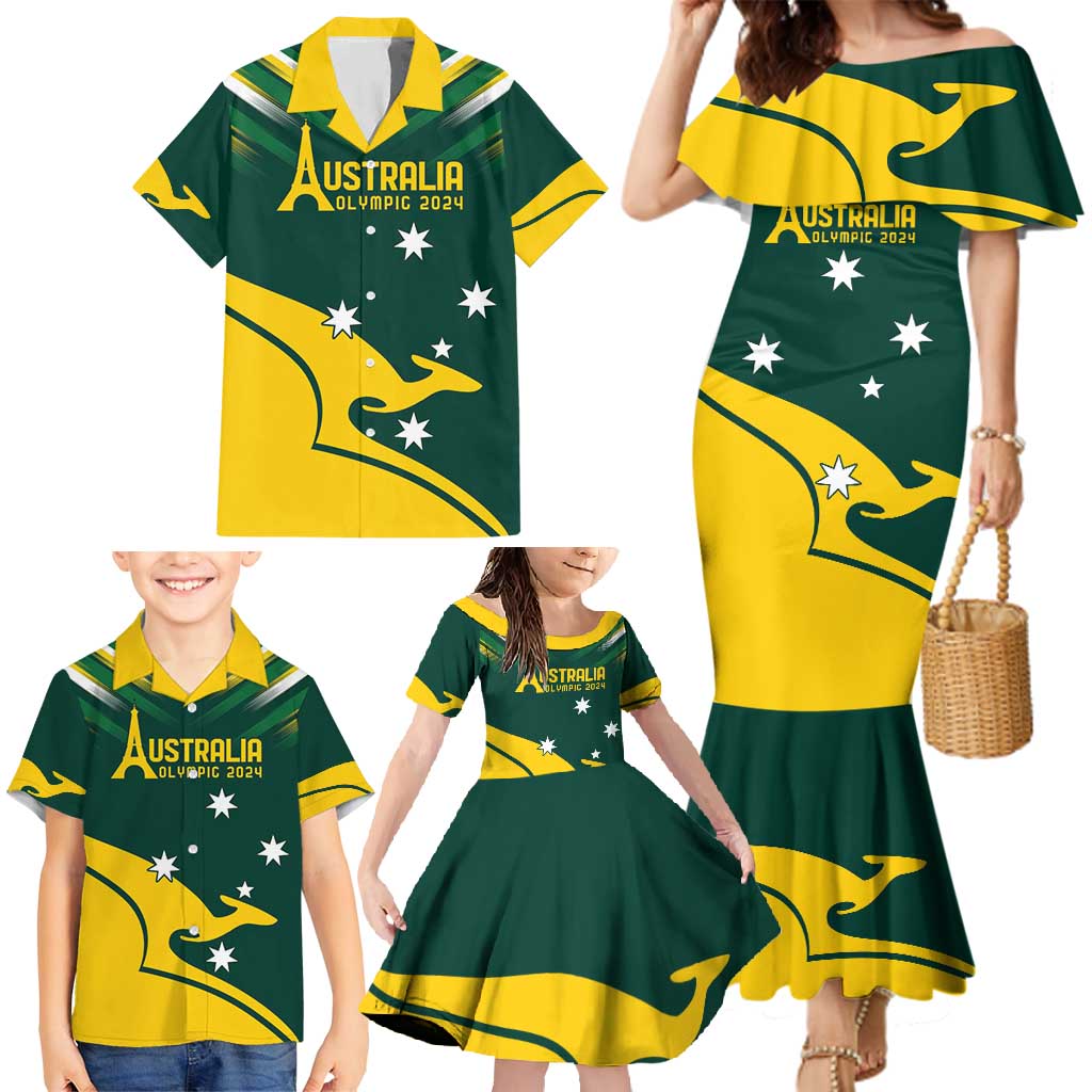 Personalised Australia Go Paris 2024 Family Matching Mermaid Dress and Hawaiian Shirt National Color Ver2