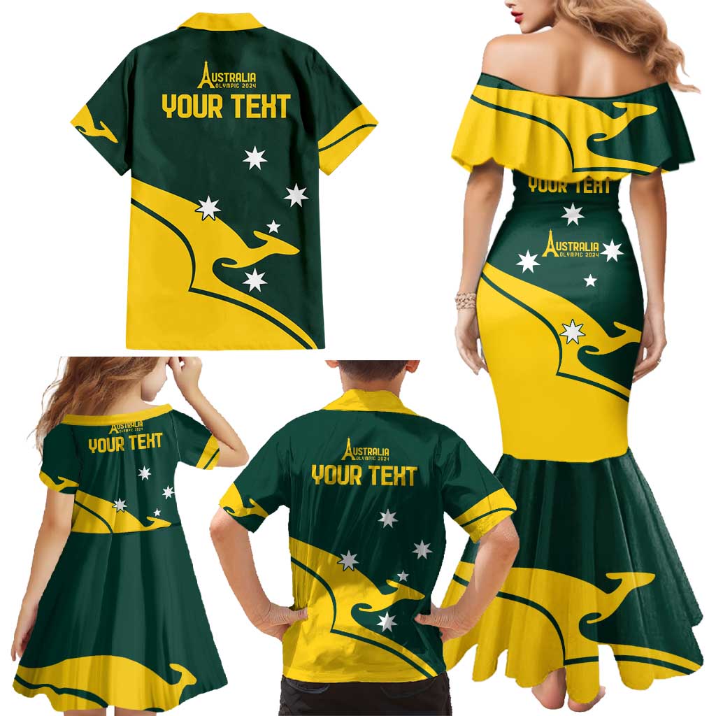 Personalised Australia Go Paris 2024 Family Matching Mermaid Dress and Hawaiian Shirt National Color Ver2