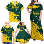 Personalised Australia Go Paris 2024 Family Matching Off Shoulder Maxi Dress and Hawaiian Shirt National Color Ver2