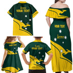 Personalised Australia Go Paris 2024 Family Matching Off Shoulder Maxi Dress and Hawaiian Shirt National Color Ver2