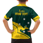 Personalised Australia Go Paris 2024 Family Matching Off Shoulder Short Dress and Hawaiian Shirt National Color Ver2