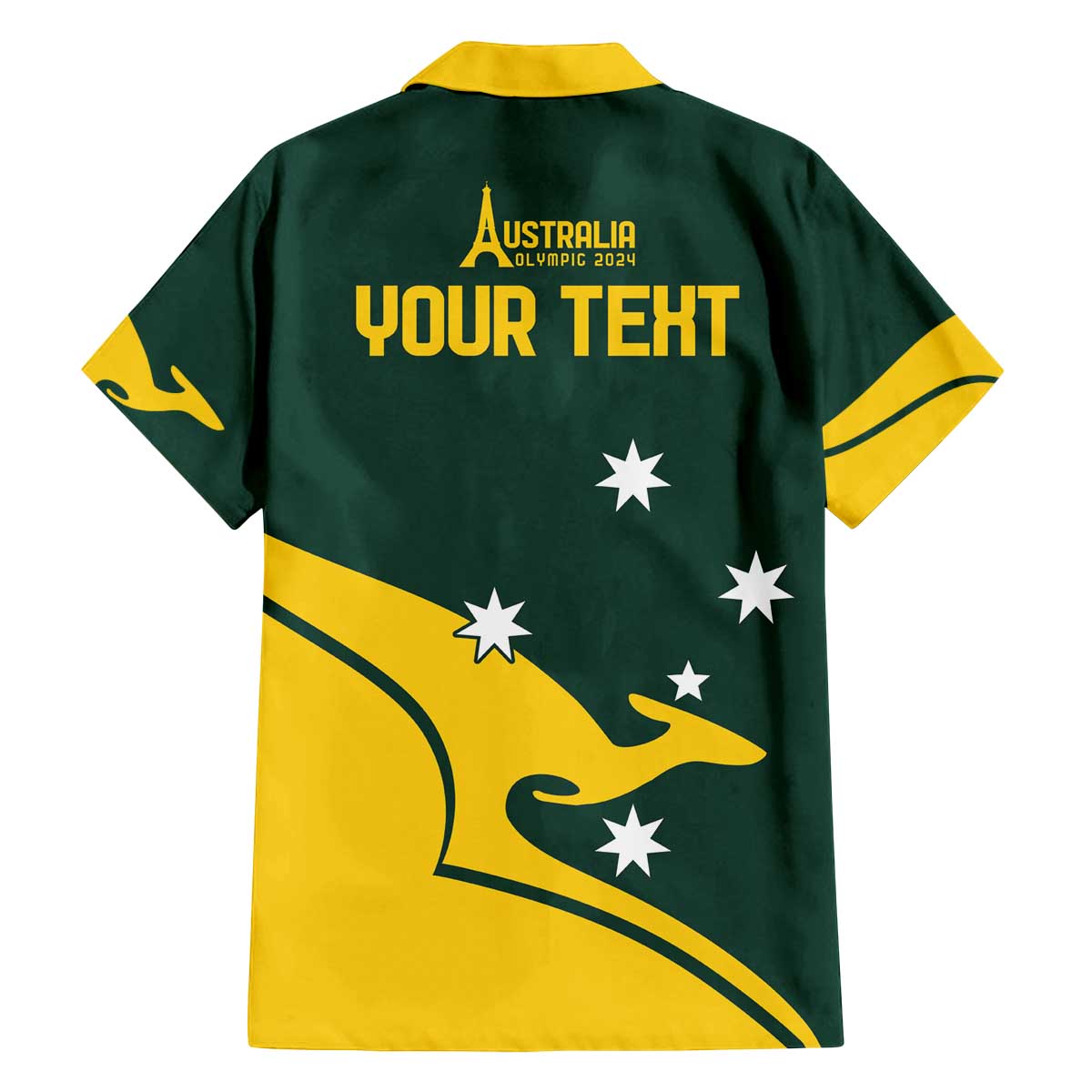 Personalised Australia Go Paris 2024 Family Matching Off Shoulder Short Dress and Hawaiian Shirt National Color Ver2