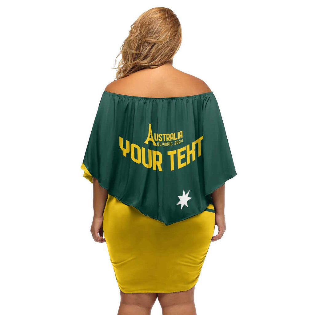 Personalised Australia Go Paris 2024 Family Matching Off Shoulder Short Dress and Hawaiian Shirt National Color Ver2