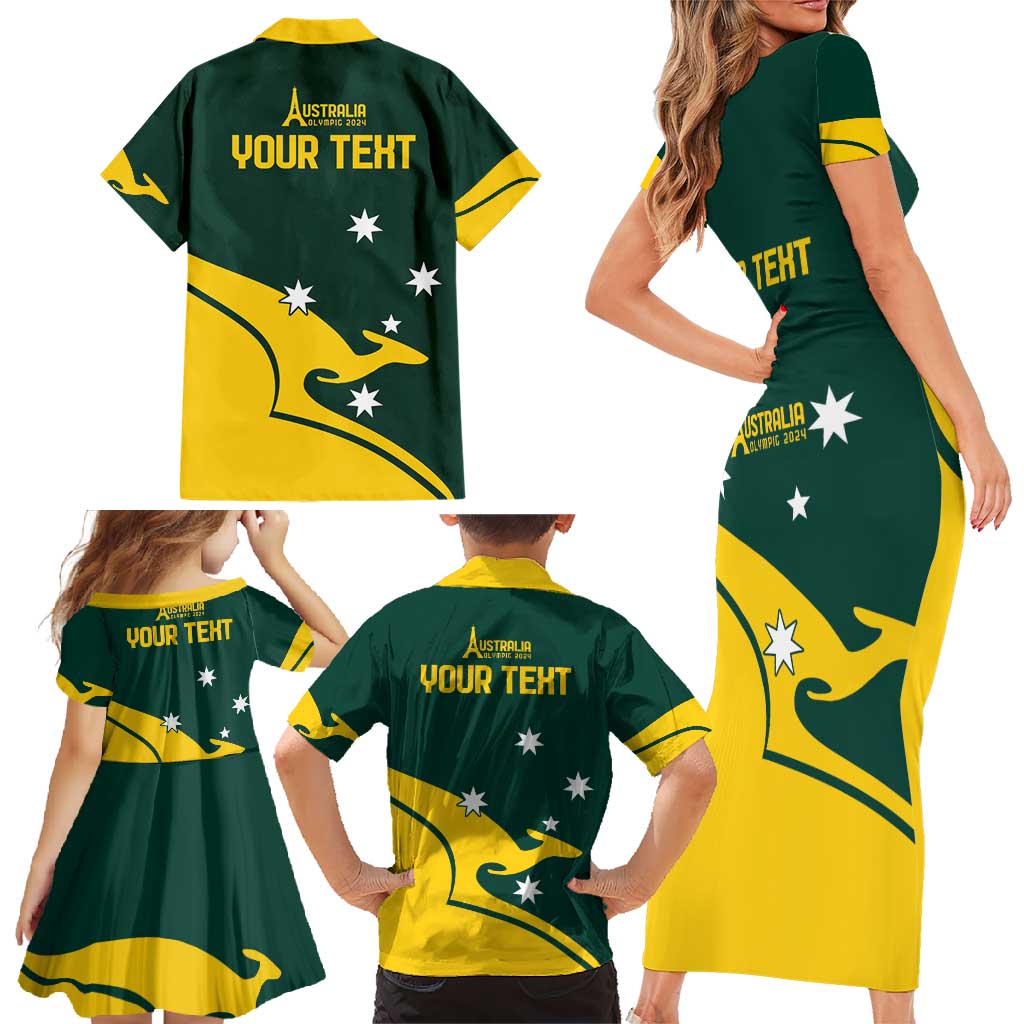 Personalised Australia Go Paris 2024 Family Matching Short Sleeve Bodycon Dress and Hawaiian Shirt National Color Ver2