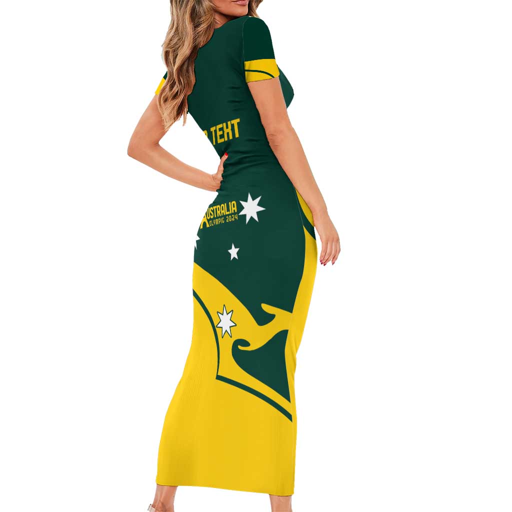 Personalised Australia Go Paris 2024 Family Matching Short Sleeve Bodycon Dress and Hawaiian Shirt National Color Ver2