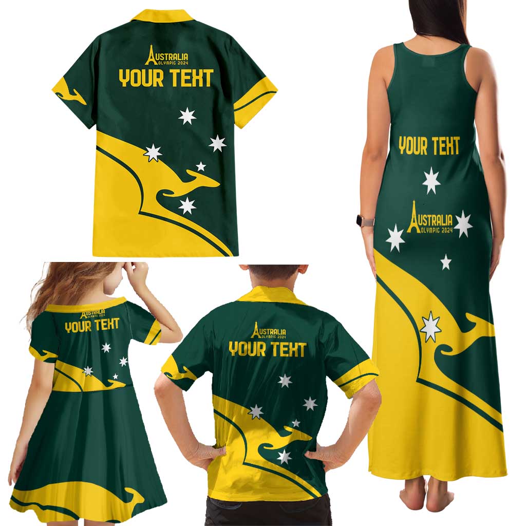 Personalised Australia Go Paris 2024 Family Matching Tank Maxi Dress and Hawaiian Shirt National Color Ver2