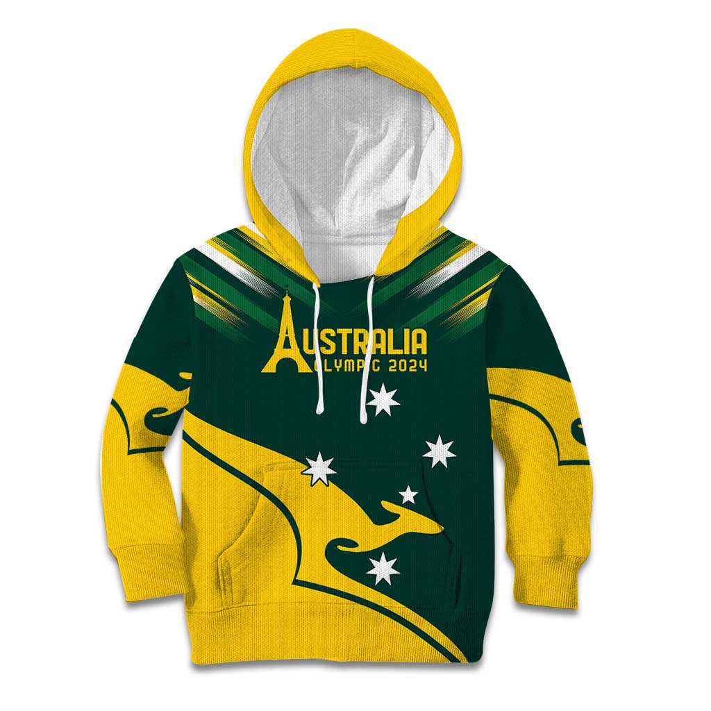Personalised Australia Go Paris 2024 Kid Hoodie National Color Ver2