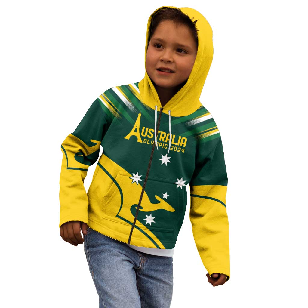 Personalised Australia Go Paris 2024 Kid Hoodie National Color Ver2