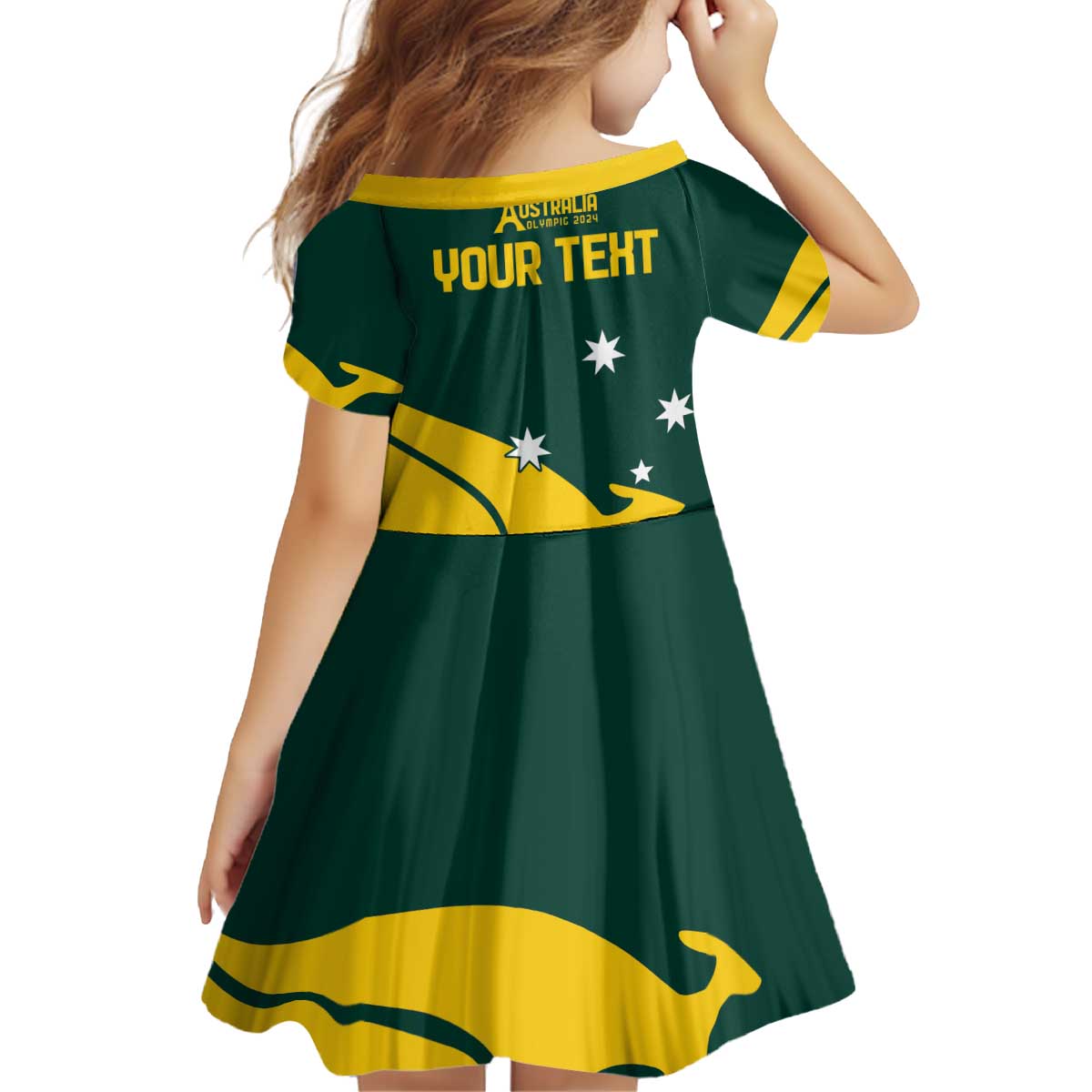 Personalised Australia Go Paris 2024 Kid Short Sleeve Dress National Color Ver2