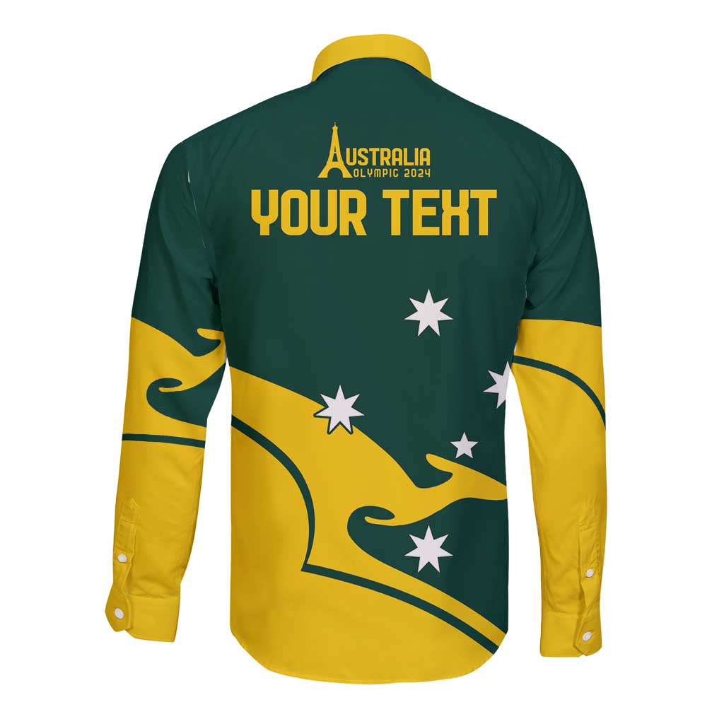 Personalised Australia Go Paris 2024 Long Sleeve Button Shirt National Color Ver2