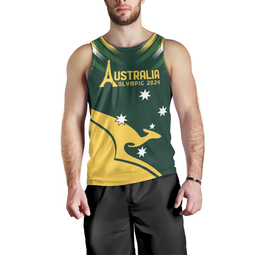 Personalised Australia Go Paris 2024 Men Tank Top National Color Ver2