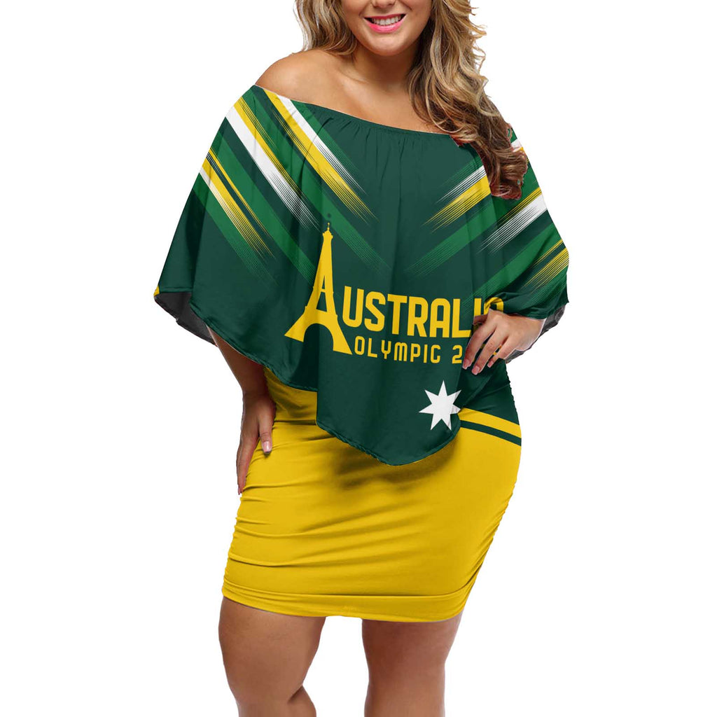 Personalised Australia Go Paris 2024 Off Shoulder Short Dress National Color Ver2