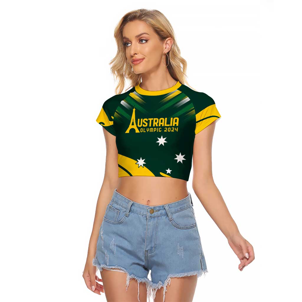 Personalised Australia Go Paris 2024 Raglan Cropped T Shirt National Color Ver2