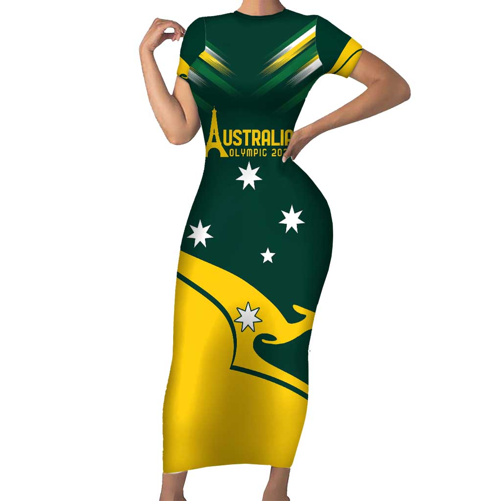 Personalised Australia Go Paris 2024 Short Sleeve Bodycon Dress National Color Ver2