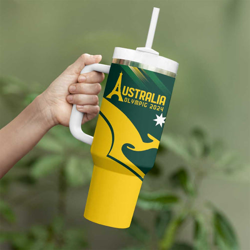 Personalised Australia Go Paris 2024 Tumbler With Handle National Color Ver2