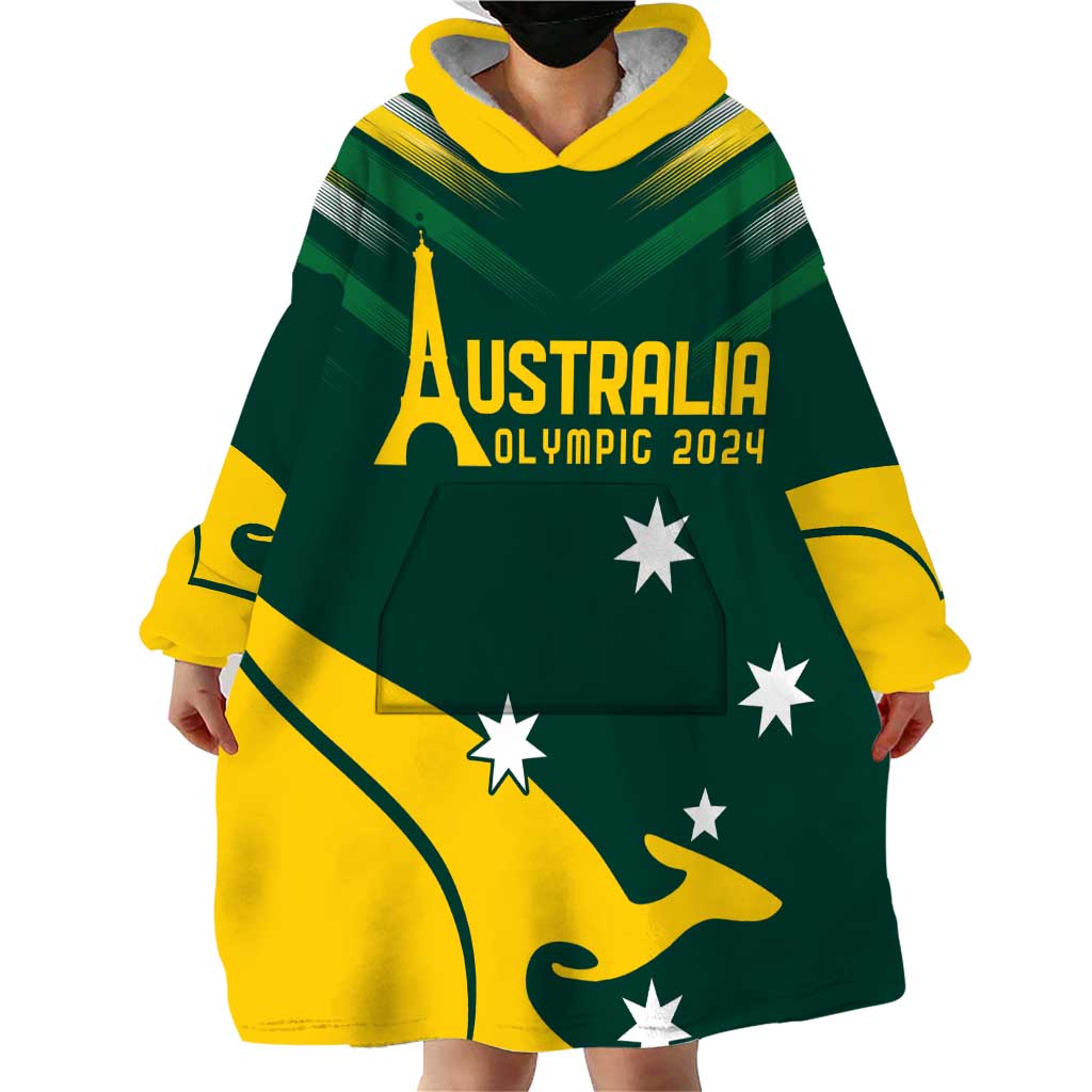 Personalised Australia Go Paris 2024 Wearable Blanket Hoodie National Color Ver2
