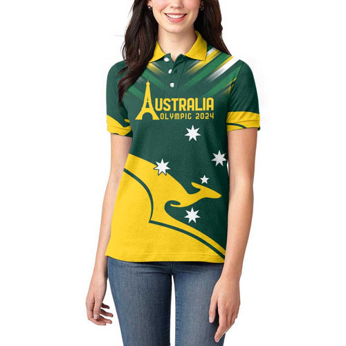 Personalised Australia Go Paris 2024 Women Polo Shirt National Color Ver2