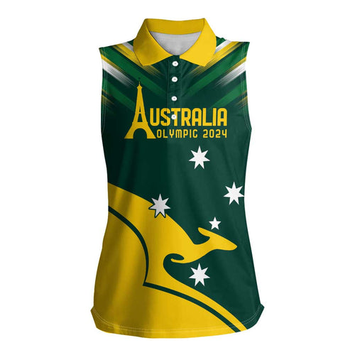 Personalised Australia Go Paris 2024 Women Sleeveless Polo Shirt National Color Ver2