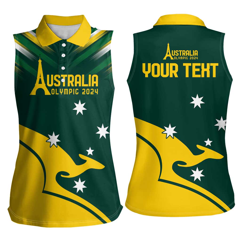 Personalised Australia Go Paris 2024 Women Sleeveless Polo Shirt National Color Ver2