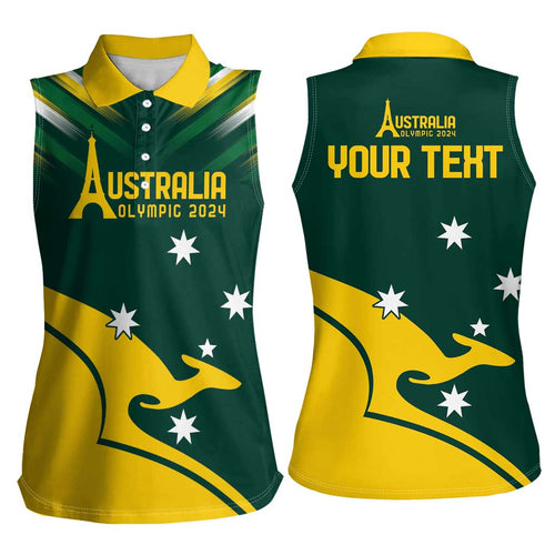 Personalised Australia Go Paris 2024 Women Sleeveless Polo Shirt National Color Ver2