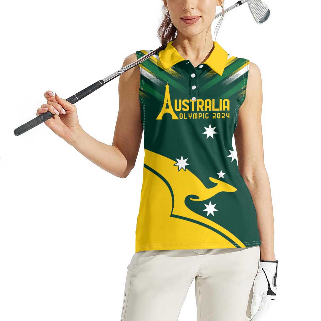 Personalised Australia Go Paris 2024 Women Sleeveless Polo Shirt National Color Ver2