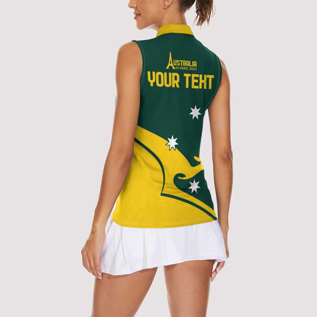 Personalised Australia Go Paris 2024 Women Sleeveless Polo Shirt National Color Ver2