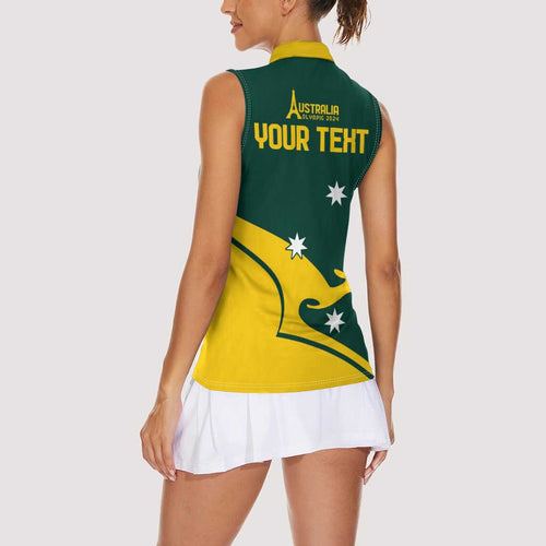 Personalised Australia Go Paris 2024 Women Sleeveless Polo Shirt National Color Ver2